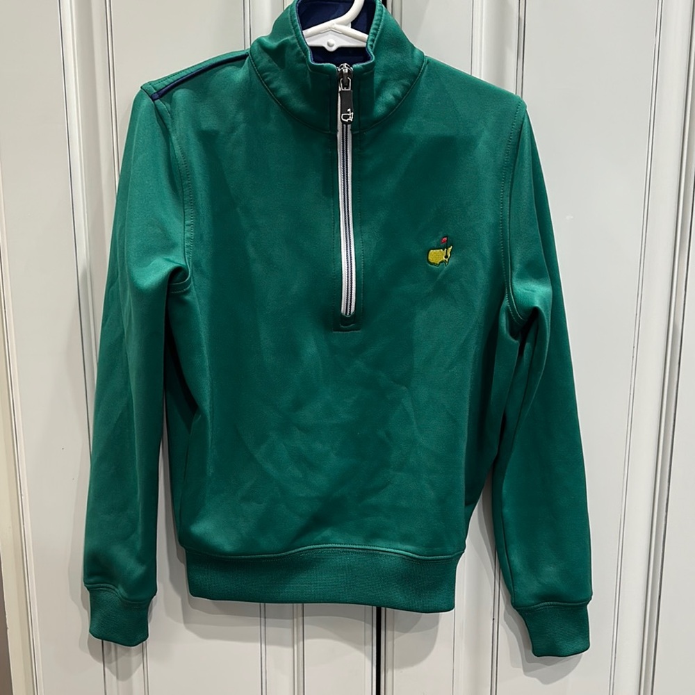 Masters Green Zip Up Sweater with Ribbed Cuffs
